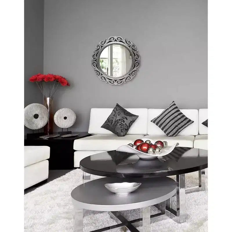 Specchio da Parete Decorativo Rotondo Argentato
