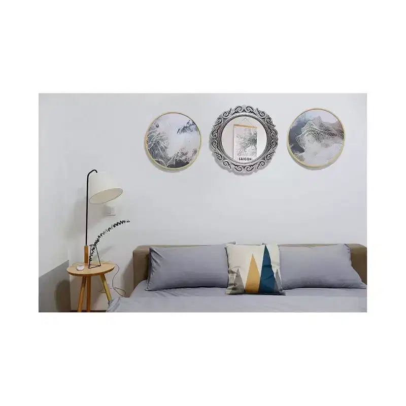 Specchio da Parete Decorativo Rotondo Argentato