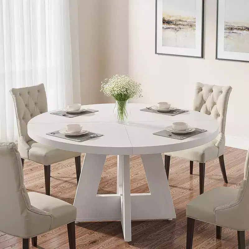 Tavolo da pranzo rotondo bianco per 4 persone