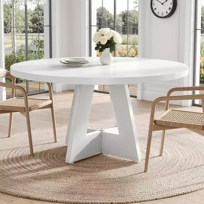 Tavolo da pranzo rotondo bianco per 4 persone