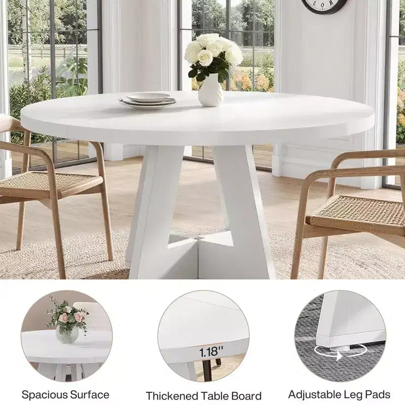 Tavolo da pranzo rotondo bianco per 4 persone