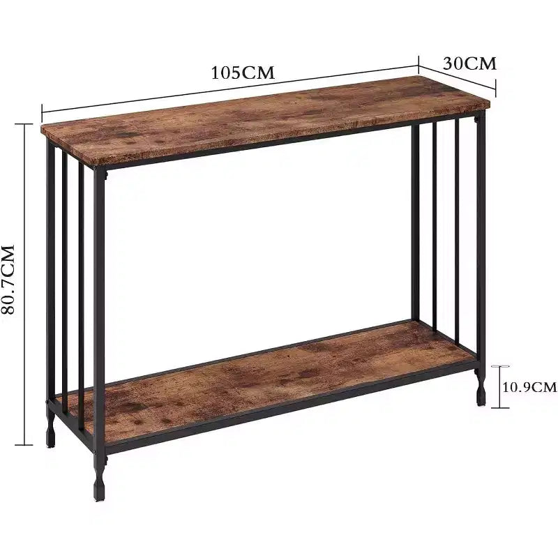 Consolle Sottile con Ripiano Portaoggetti, Stile Industriale – Grigio / Colore Retrò, Uso Singolo