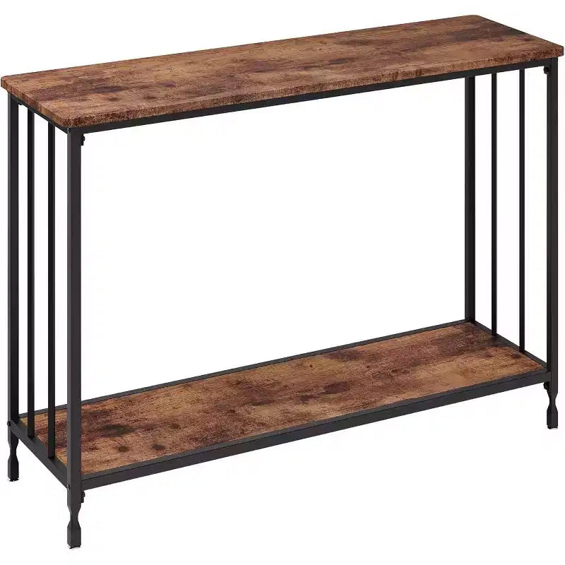 Consolle Sottile con Ripiano Portaoggetti, Stile Industriale – Grigio / Colore Retrò, Uso Singolo