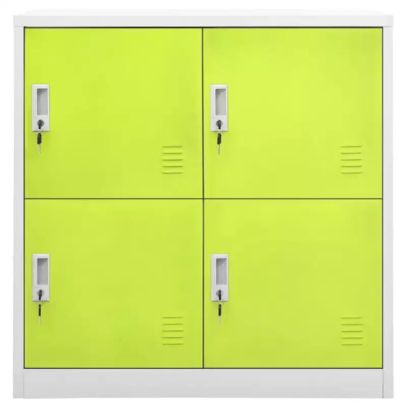 Set di 2 armadietti in metallo grigio chiaro e verde con 8 ante