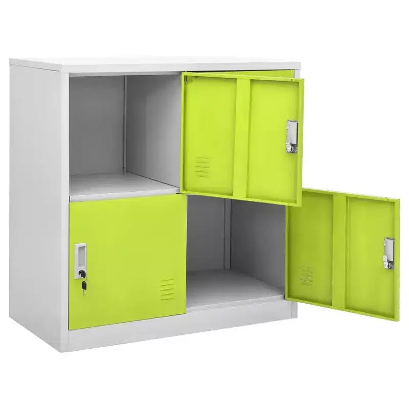 Set di 2 armadietti in metallo grigio chiaro e verde con 8 ante