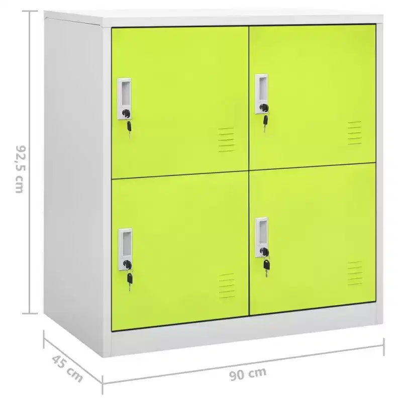 Set di 2 armadietti in metallo grigio chiaro e verde con 8 ante