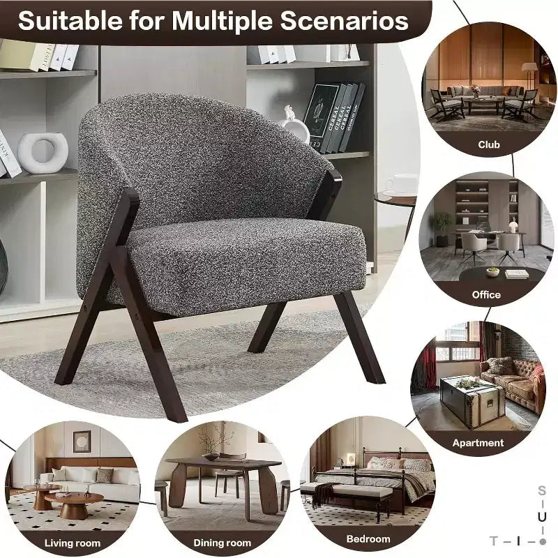 Poltrona – Senza braccioli, Monoposto, Beige / Nero / Marrone / Grigio