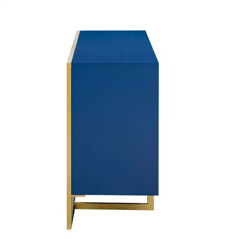 Madia moderna con ante a chiusura ammortizzata e gambe in metallo – Nero / Blu Navy / Naturale, 3 stili, 4 posti