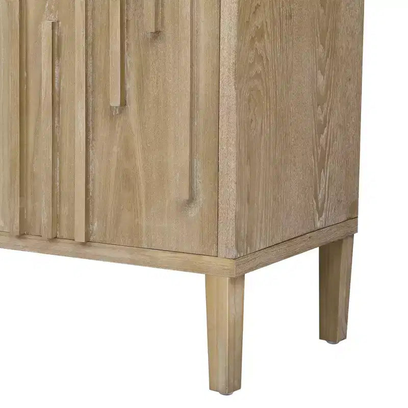 Madia moderna con ante a chiusura ammortizzata e gambe in metallo – Nero / Blu Navy / Naturale, 3 stili, 4 posti