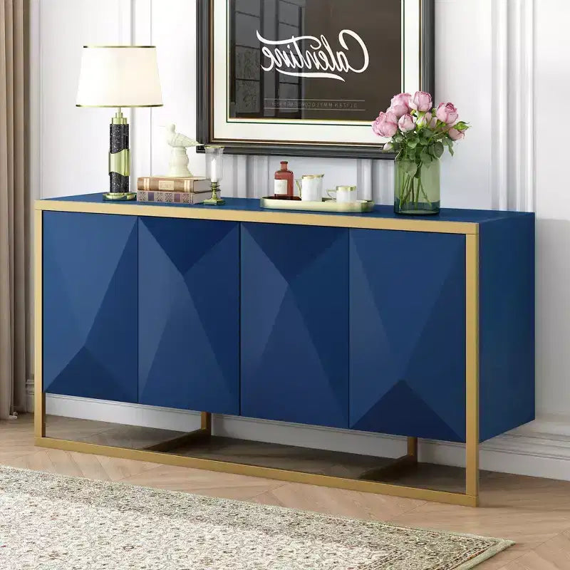 Okak Modern Sideboard Buffet, Storage Cabinet with Soft-Close Doors & Unique Metal Legs, Console Table for Kitchen Living Room Study