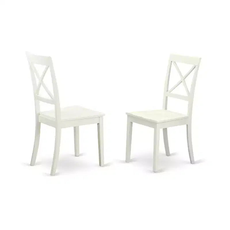 Set da pranzo quadrato in lino bianco da 5 pezzi per 4 persone con sedie in legno