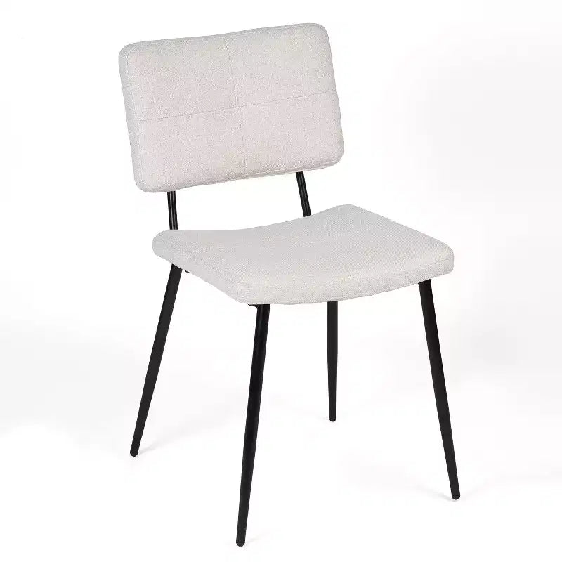 Sedie da pranzo imbottite in tessuto beige, set da 4, senza braccioli, gambe in metallo nero