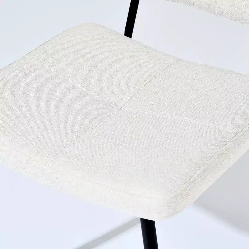Sedie da pranzo imbottite in tessuto beige, set da 4, senza braccioli, gambe in metallo nero
