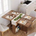 Space-Saving Folding Dining Table with Storage - Kitchen Table 6 Wheels (4 Lockable) + Drawer & Shelves, Compact for Small Spaces