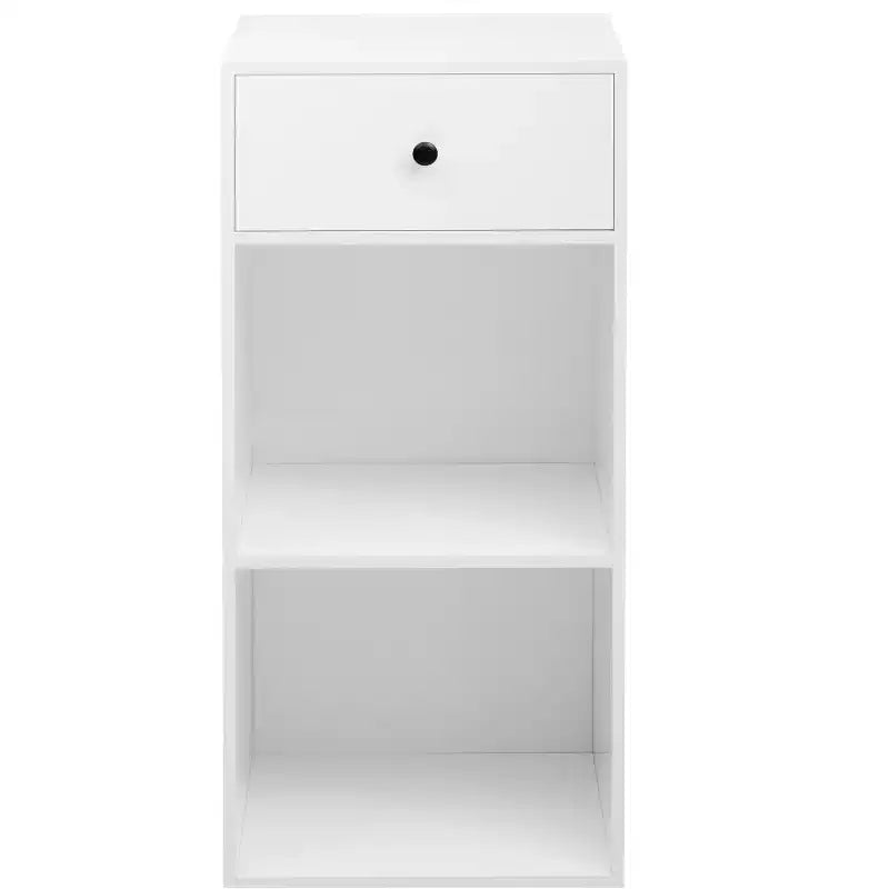 Mobile Contenitore Rettangolare Bianco con Cassetti, Credenza per 1