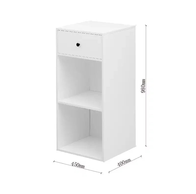 Mobile Contenitore Rettangolare Bianco con Cassetti, Credenza per 1