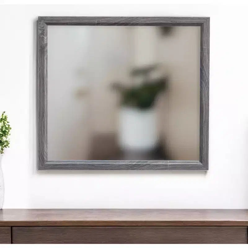 Specchio da Parete con Cornice in Legno Nera Rettangolare