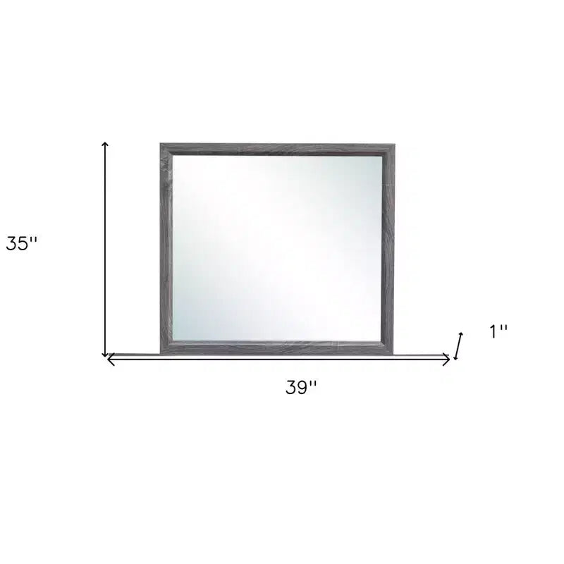 Specchio da Parete con Cornice in Legno Nera Rettangolare