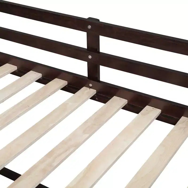Letto a soppalco basso per una persona con scrivania, mensole e lavagna – Espresso / Grigio / Bianco