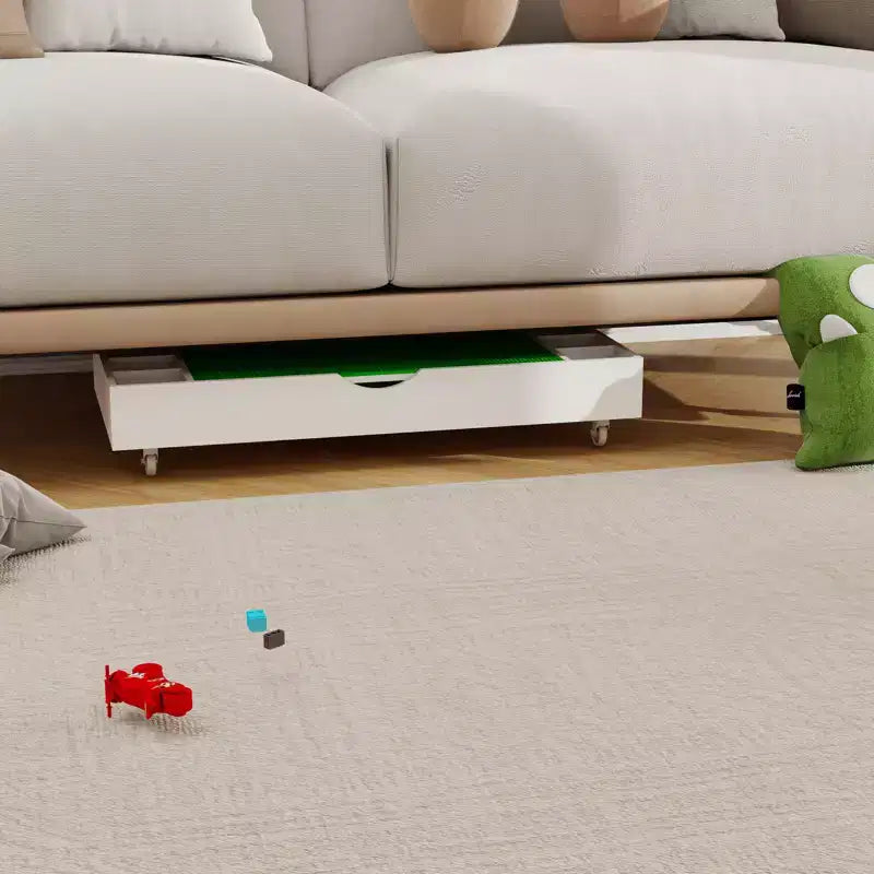 Tavolo da gioco 2-in-1 bianco con ruote e contenitore per 1-2 bambini