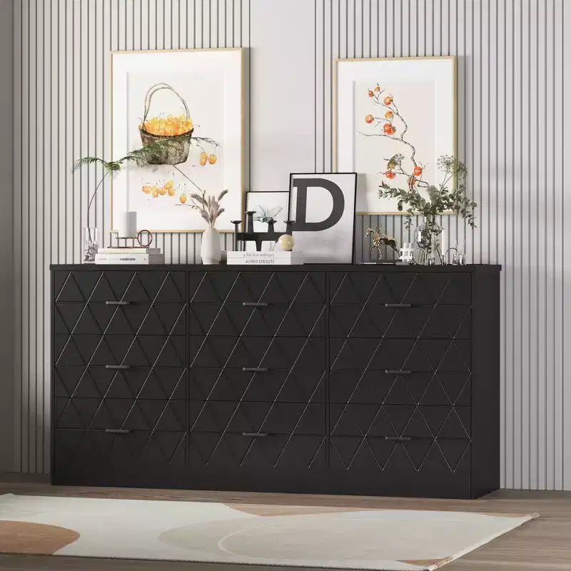 9-Drawer Dresser, Modern Wooden Storage Chest of Drawers, Dresser TV Stand, Wood Drawer Organizer with Power Outlet for Bedroom, Living Room