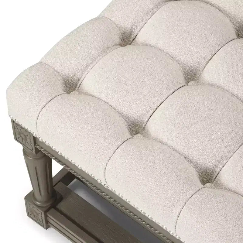 Tavolino quadrato imbottito — Marrone invecchiato / Grigio invecchiato, 4 posti