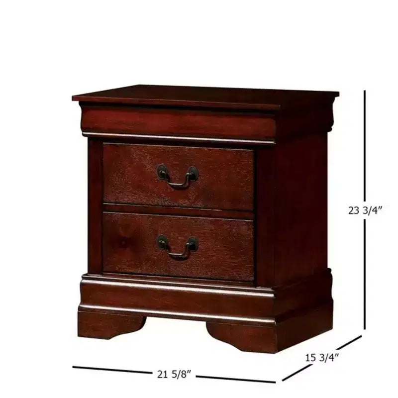 Comodino tradizionale in legno a 2 cassetti color espresso