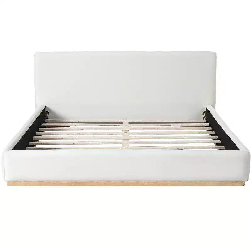 Struttura letto imbottita in velluto bianco – Queen/King, per 1-2 persone