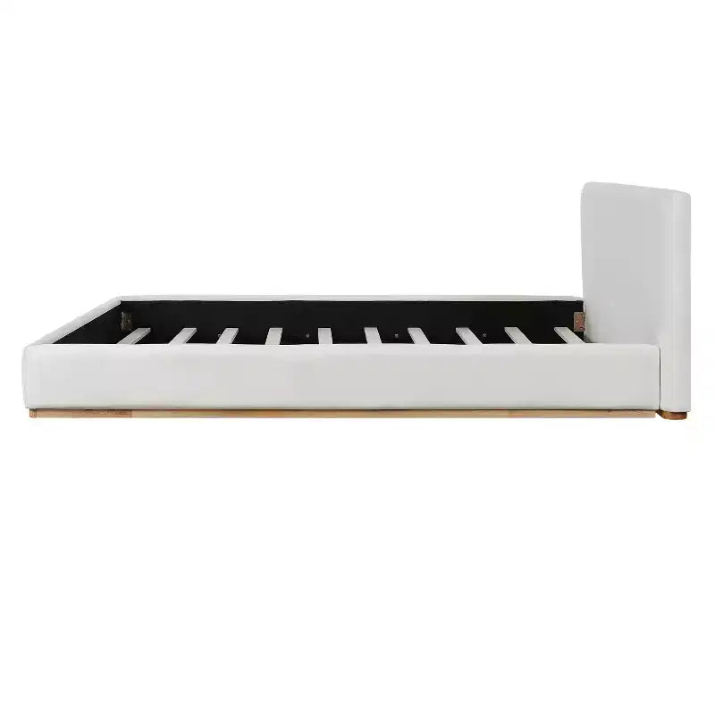Struttura letto imbottita in velluto bianco – Queen/King, per 1-2 persone