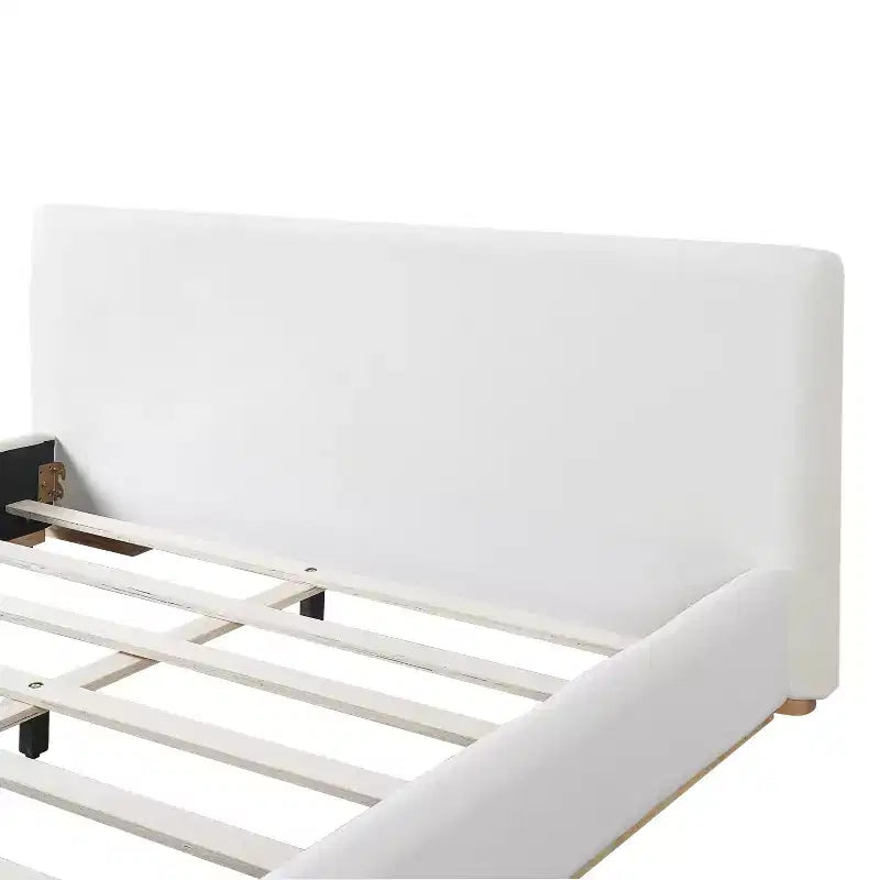 Struttura letto imbottita in velluto bianco – Queen/King, per 1-2 persone