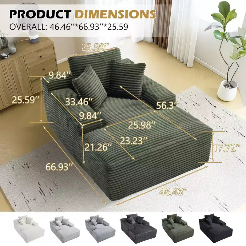 Divano-futon da pavimento oversize in velluto con cuscini – 2 posti, vari colori