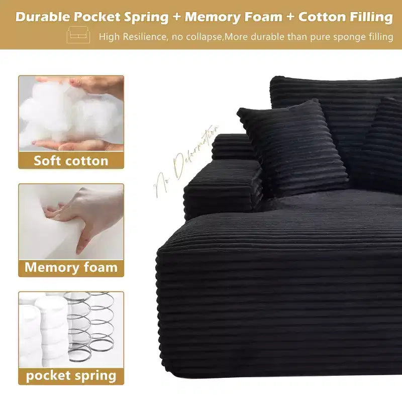 Divano-futon da pavimento oversize in velluto con cuscini – 2 posti, vari colori