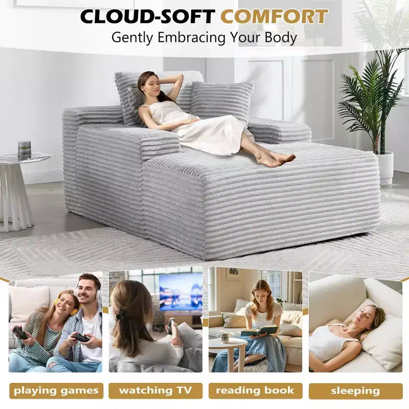 Divano-futon da pavimento oversize in velluto con cuscini – 2 posti, vari colori