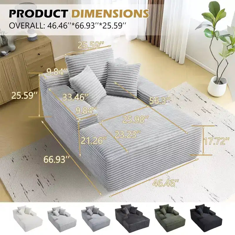 Divano-futon da pavimento oversize in velluto con cuscini – 2 posti, vari colori