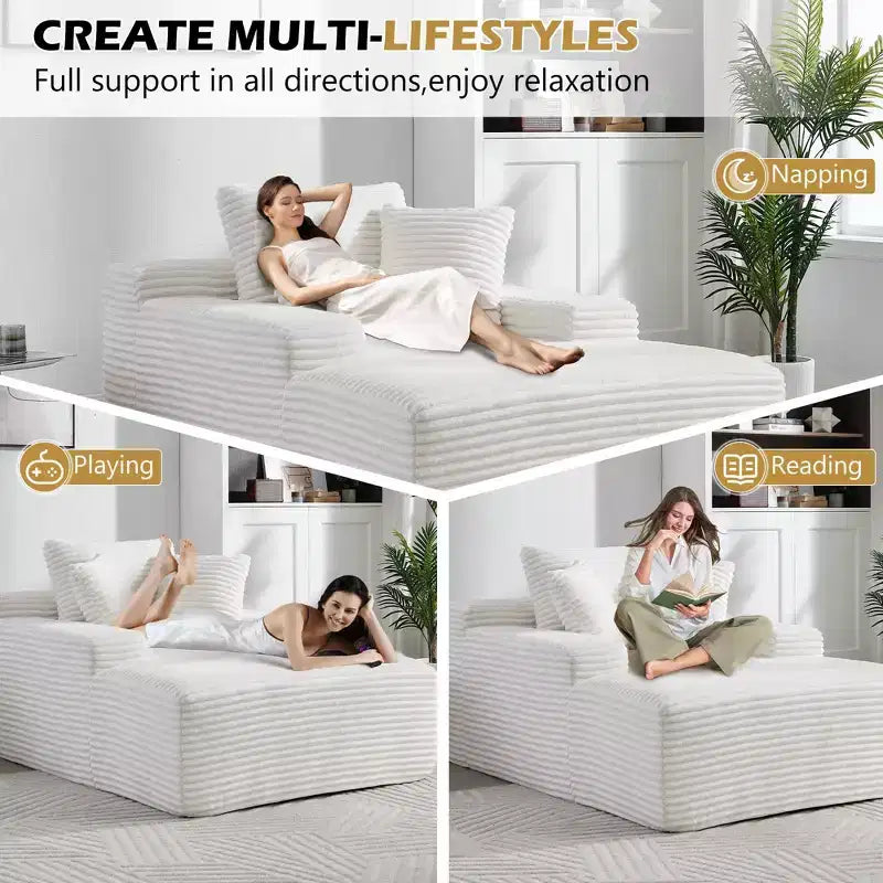 Divano-futon da pavimento oversize in velluto con cuscini – 2 posti, vari colori