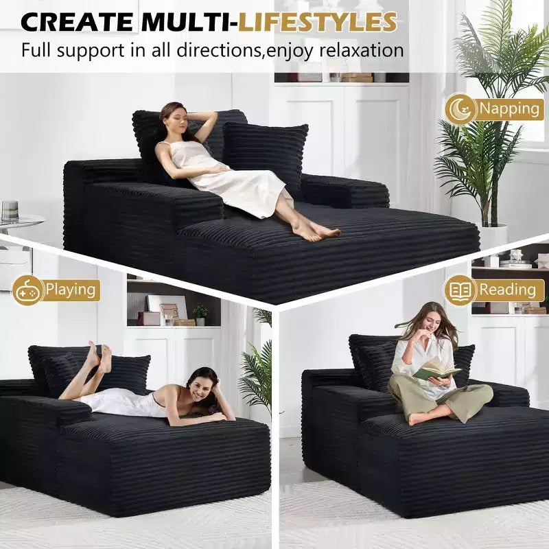 Divano-futon da pavimento oversize in velluto con cuscini – 2 posti, vari colori