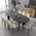 PexFix 79 Curved Oval Dining Table for 6-8 Modern Solid Wood Kitchen Table with Thickened Top & Sturdy Base for Living Room Kitchen Black
