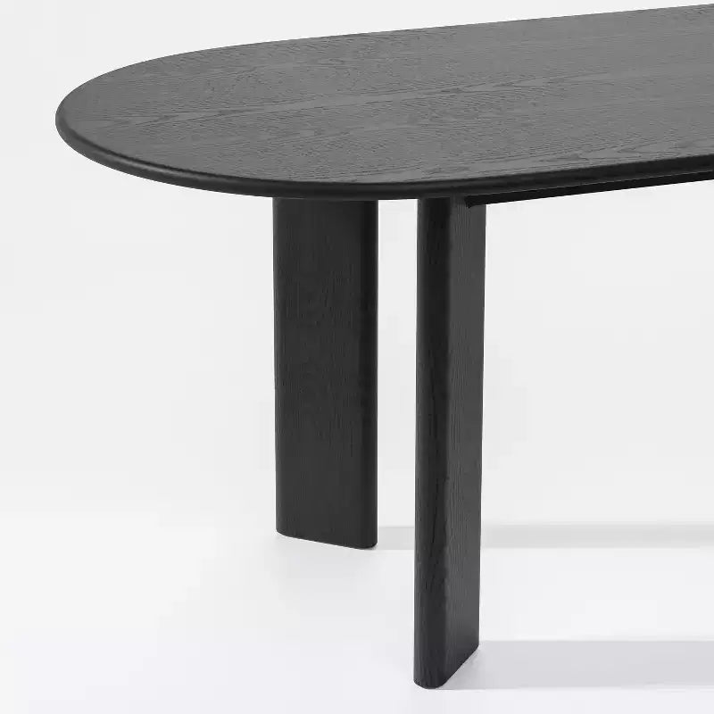 Tavolo da pranzo ovale nero per 6-8 persone, tavolo da cucina in legno massello
