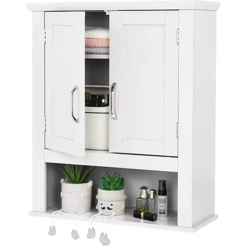 VINGLI Bathroom Wall Cabinet Medicine Wall Mount Bathroom Cabinet Organizer Over The Toilet Storage with 2 Doors 1 Adjustable Shelf