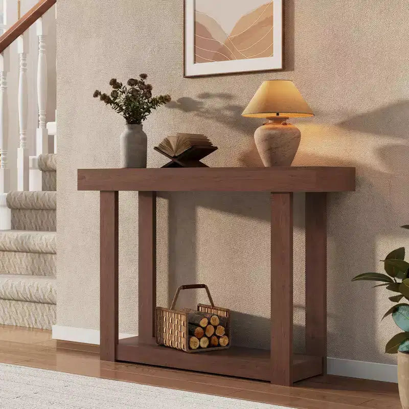 Consolle da Fattoria Stretta, Beige/Marrone, 117 cm, Stile Industriale