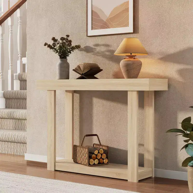 Consolle da Fattoria Stretta, Beige/Marrone, 117 cm, Stile Industriale