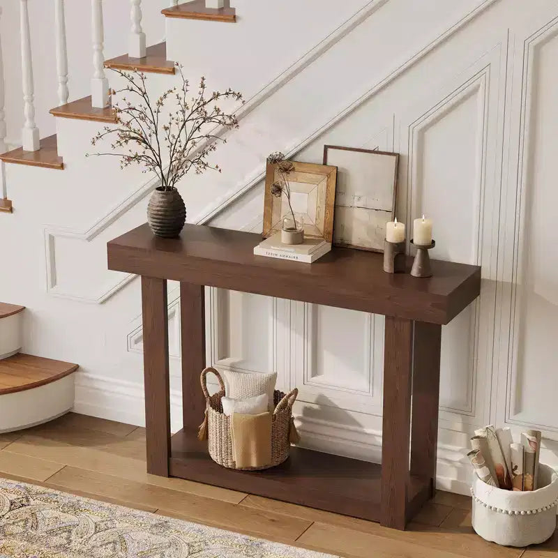 Consolle da Fattoria Stretta, Beige/Marrone, 117 cm, Stile Industriale
