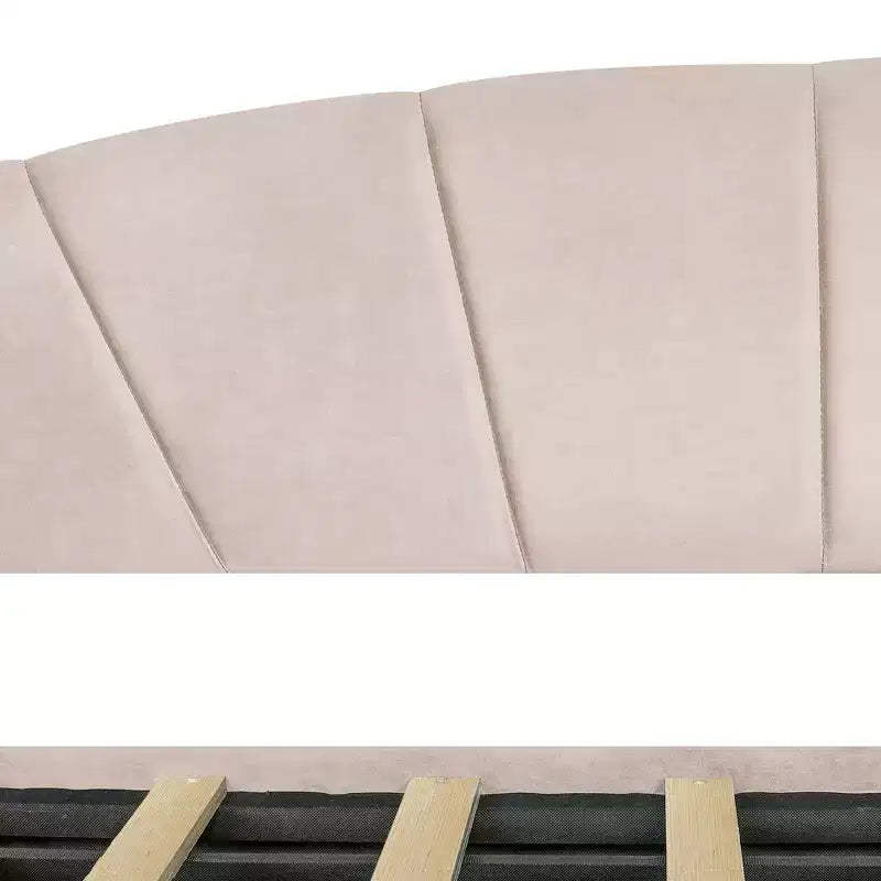 Divano letto matrimoniale a L in velluto beige/grigio con cassetti portaoggetti, 2 posti a sedere
