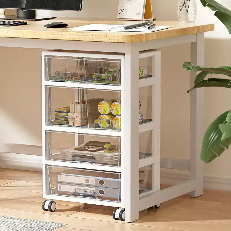 Organizzatore portatile trasparente multistrato con 6 cassetti, 4 ripiani, 1 persona