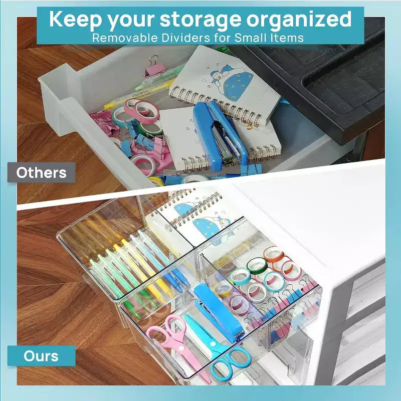 Organizzatore portatile trasparente multistrato con 6 cassetti, 4 ripiani, 1 persona