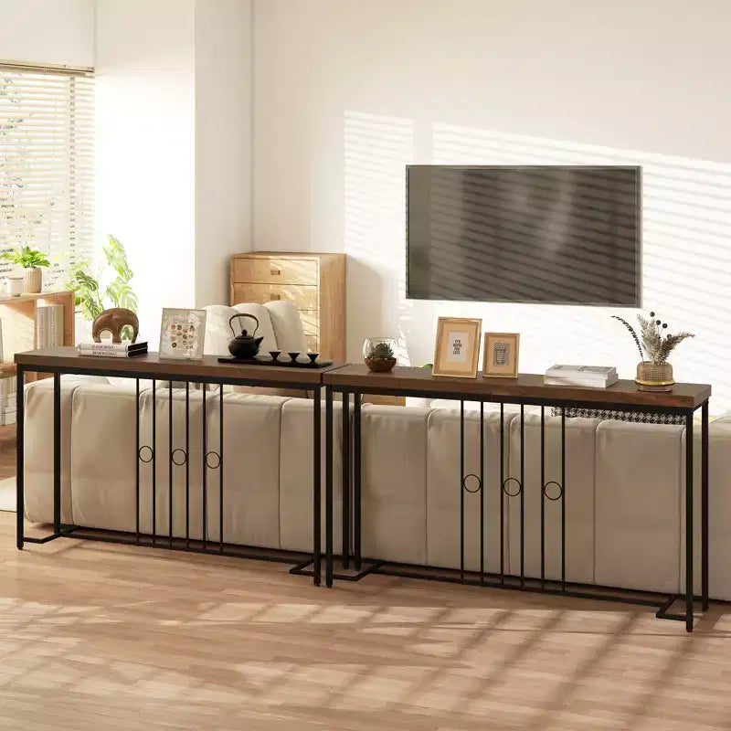 Consolle industriale marrone e nera, 140 cm, pezzo unico
