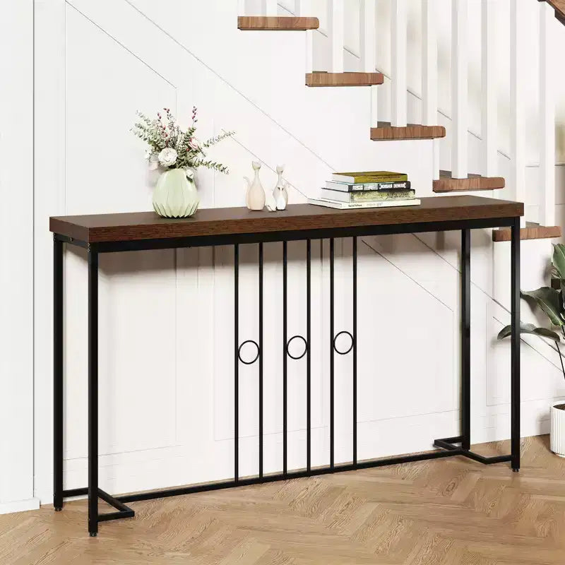 Consolle industriale marrone e nera, 140 cm, pezzo unico