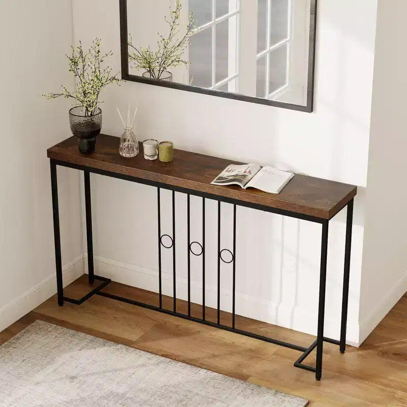 Consolle industriale marrone e nera, 140 cm, pezzo unico