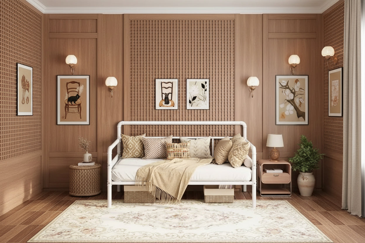 GustoWave Twin Metal Daybed With Classic Headboard, Sofa Bed For Versatile Spaces - White