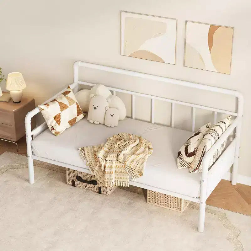 Divano letto in metallo bianco, 2 posti